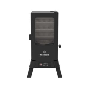 Masterbuilt 30-Inch Digital Electric Vertical Smoker – 710 Sq In Cooking Area, Side Wood Chip Loader, Digital Controls, Chrome Racks & Leg Kit – Model MB20070421, Black