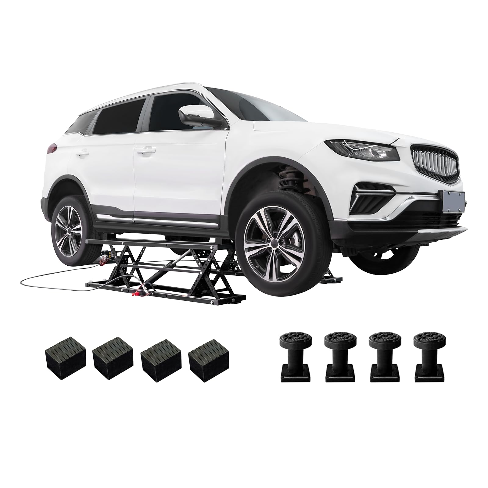 Albott 7000 lb (3200 kg) Portable Car Lift – Heavy-Duty Scissor Jack for Home Garage & Shop, 28″ / 71 cm Max Lift Height – Universal Fit, Steel Frame, Wheeled, Foldable