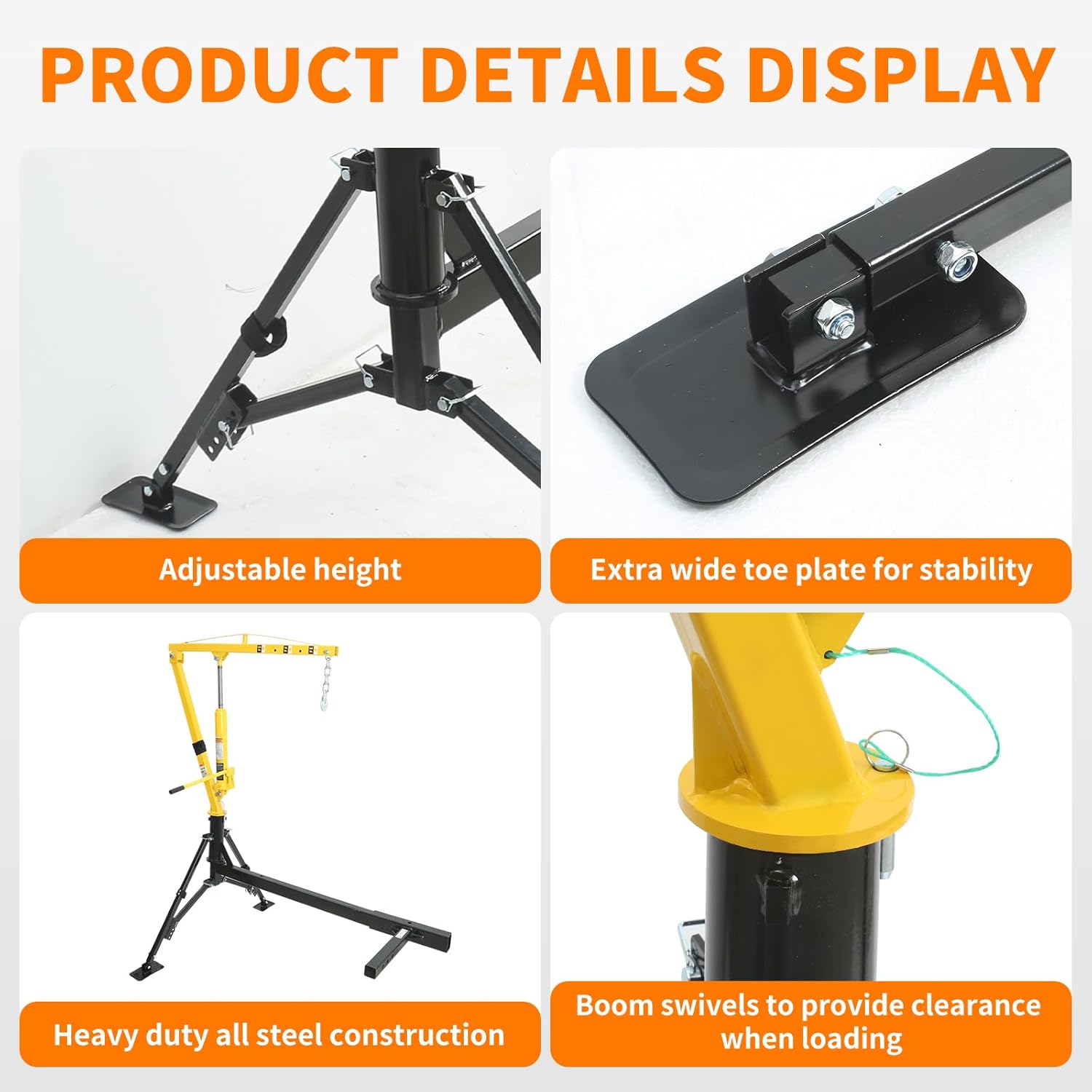 MAXXHAUL 70238 Hitch-Mounted Hydraulic Truck Crane – 1000 lb (454 kg) Capacity, Swivel Lift Arm, Adjustable Boom (500/750/1000 lb) - Image 5