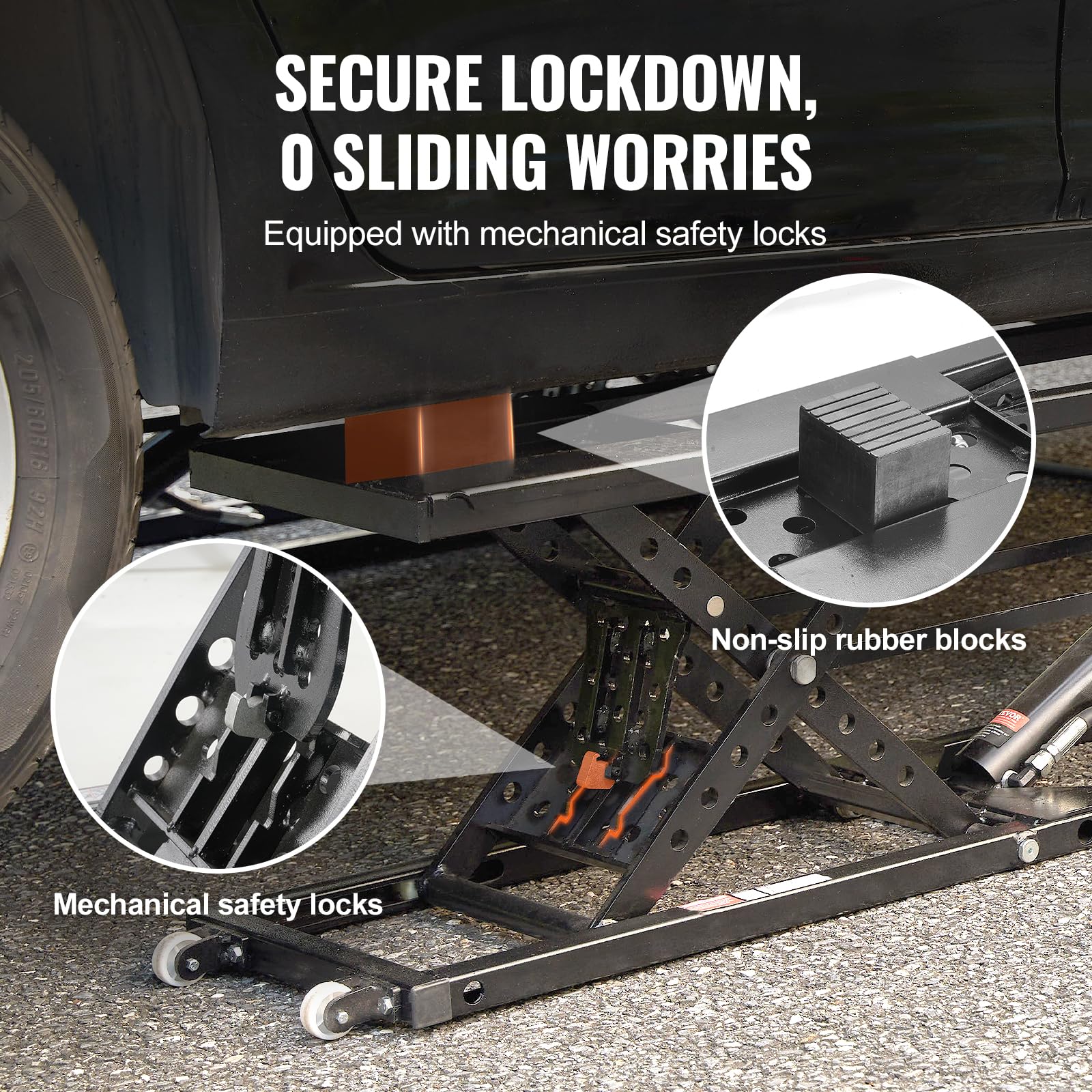 VEVOR Portable Car Lift – 7,000 lbs / 3,175 kg Capacity, 26.8" Max Height, Heavy-Duty Carbon Steel, 120V Scissor Lift for Garage, SUV, and Truck Maintenance - Image 5