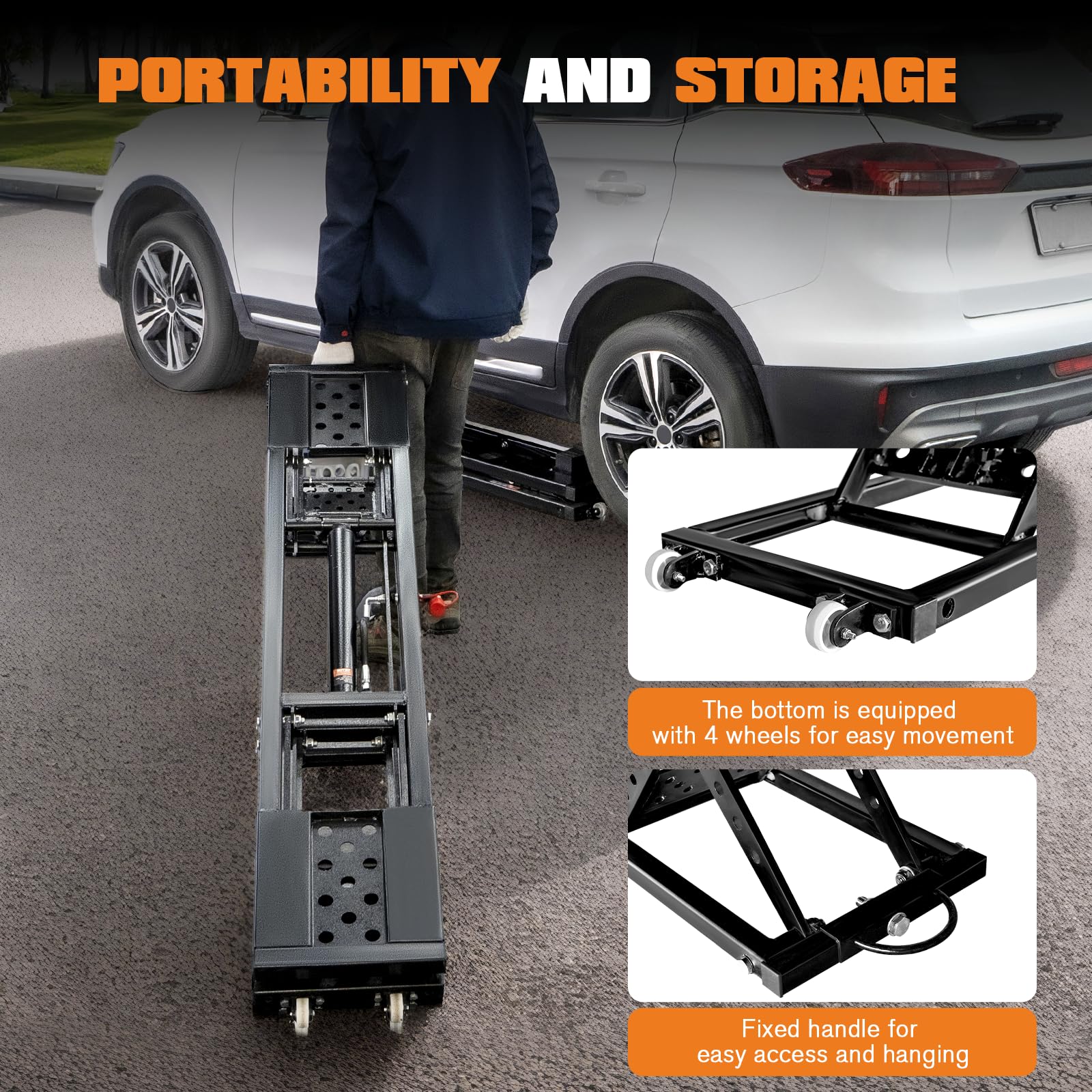 Albott 7000 lb (3200 kg) Portable Car Lift – Heavy-Duty Scissor Jack for Home Garage & Shop, 28″ / 71 cm Max Lift Height – Universal Fit, Steel Frame, Wheeled, Foldable - Image 14